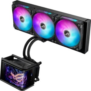 Gaming PC & Laptops – ASUS ROG Ryuo IV SLC 360 ARGB All-in-One CPU Water Cooling (6.67 inch AMOLED Display, Supports 3D Videos, 200mm Tubes, 3x ARGB Daisy Chain Fans for Intel LGA 1851, 1700, AMD AM5, AM4)