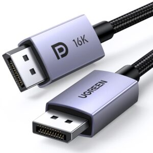 Gaming PC & Gaming Monitors – UGREEN DisplayPort 2.1 Cable VESA Certified, Supports 16K@30Hz, 8K@240Hz, 4K@240Hz 40Gbps HDR HDCP 2.2 DSC 1.2a FreeSync, G-Sync, DP 2.0 Cable Compatible with PC TV Gaming Monitor (2M)