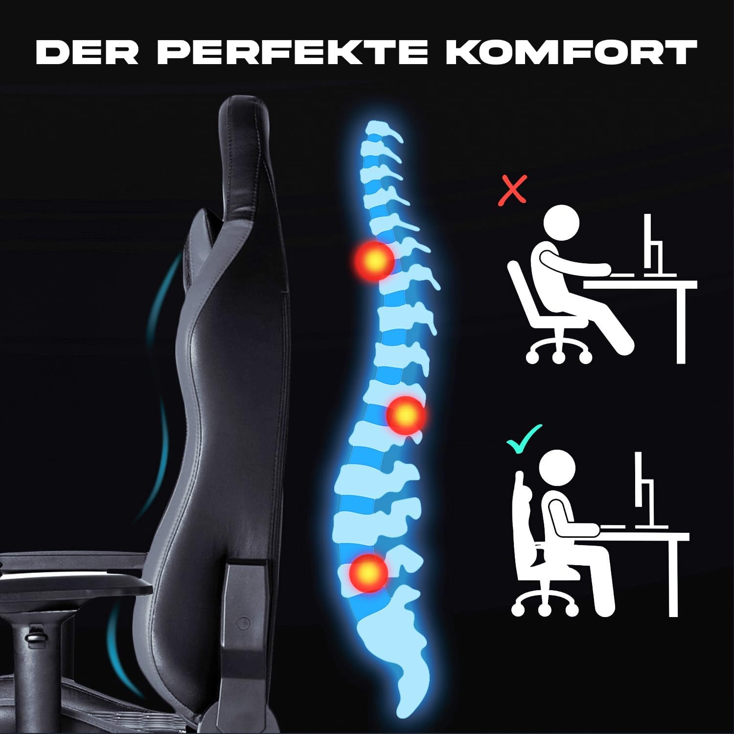 Gaming Chairs - Klim Esports High Quality Gaming Chair Precise Workmanship, Adjustable Padding – Bild 8