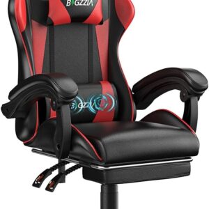 Gaming Chairs – Gaming Chair, PC Gaming Chair with Footrest, Headrest, Lumbar Cushion, Height Adjustment, 90° – 155° Tilt, 130 kg Load Capacity, Gamer Chair for Children, Teenagers, Adults (Black Red)