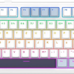 Gaming Tastatur & Maus – EPOMAKER x Aula F75-ISO Mechanical Keyboard Wireless, Hot Swap Gaming Keyboard 75% Percent, Clear Layout QWERTZ, Bluetooth/Wireless/USB-C, Button & RGB (Light Blue, LEOBOG Reaper Switch)