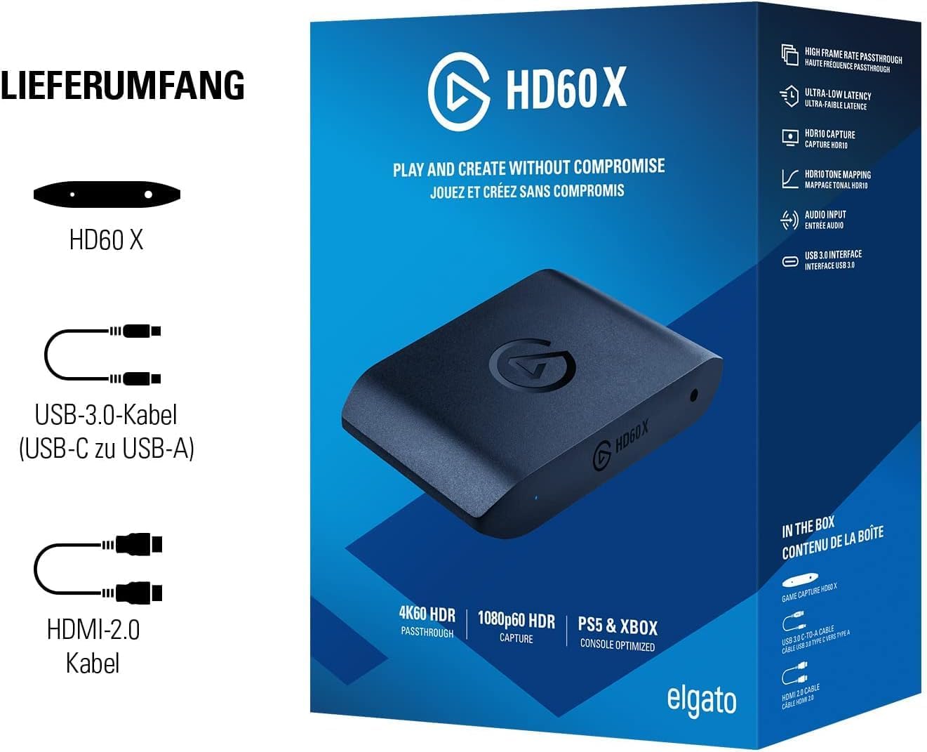 Streaming-Equipment - Elgato HD60 X - Stream and record in 1080p60 HDR10 or 4K30 with ultra-low latency on PS5/Pro, PS4/Pro, Xbox Series X/S, Xbox One X/S, OBS and more programs, PC and Mac – Bild 10