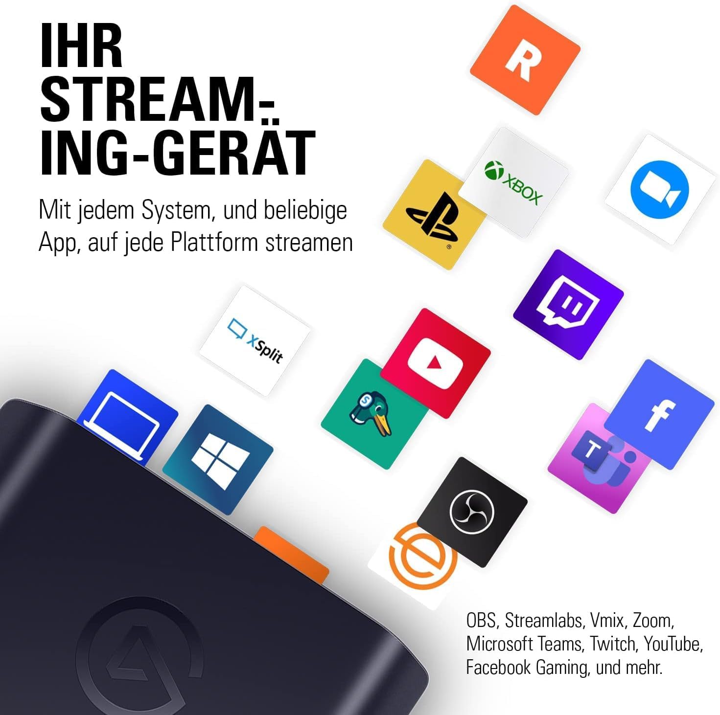 Streaming-Equipment - Elgato HD60 X - Stream and record in 1080p60 HDR10 or 4K30 with ultra-low latency on PS5/Pro, PS4/Pro, Xbox Series X/S, Xbox One X/S, OBS and more programs, PC and Mac – Bild 6
