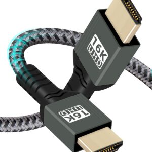 Gaming PC & Gaming Monitors – 16K HDMI 2.2 HDR Cable, 96Gbps Ultra High Speed HDMI Cable with 16K @ 60Hz, 12K @ 120Hz, 8K @ 240Hz, 4K @ 480Hz for Camera, PC Laptop, TV, Monitor, Projector (2M)