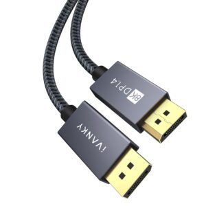 Gaming PC & Gaming Monitors – IVANKY DisplayPort Cable 1.4 3 m, 8K @ 60Hz, 4K @ 165Hz, 2K @ 240Hz, DP 1.4 Compatible with HDR10, FreeSync, G-Sync, DTS-HD, 32.4Gbps DSC1.2, Suitable for Gaming Monitor Graphics Card – Grey