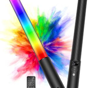 Streaming-Equipment – LUXCEO P400 LED Video Light RGB Light Rod Photography, 360° Full Colour RGB Tube Light, 500Lux@0.5m, 2500K-6500K, CRI95+, Brightness 0-100% Adjustable, 12 Effects for Vlog,YouTube,Photography