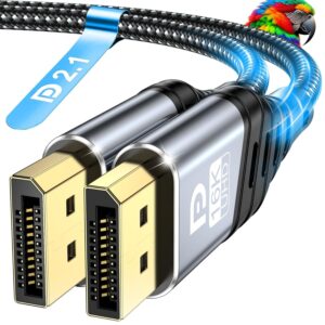 Gaming PC & Gaming Monitors – DisplayPort Cable 3 m 2.1, 16K DP Cable 16K@60Hz, 8K@120Hz, 4K@240Hz/165Hz/144Hz 80Gbps, Supports HDR, FreeSync, G-Sync, DSC 1.2a, HDCP 2.2 for Gaming Monitor, Laptop, Graphics