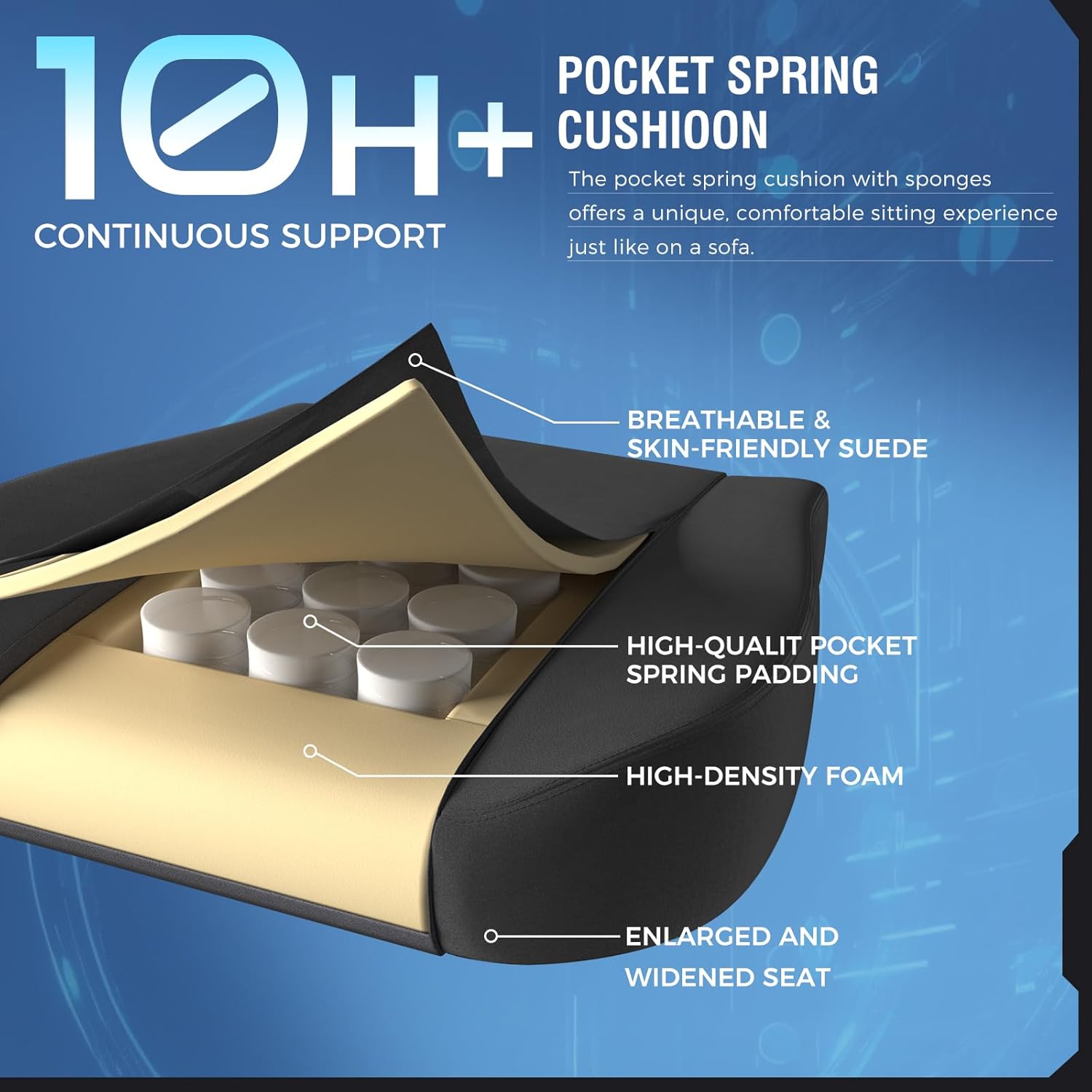 Gaming Chairs - GTPLAYER Gaming Chair, Breathable Office Chair, Ergonomic Office Chair, High-Quality Fabric, Ergonomic PC Chair, 160° Adjustable Backrest and Extendable Footrest, Grey – Bild 6