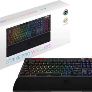 Gaming Tastatur & Maus – MSI Strike PRO Wireless FR – Quiet Mechanical Gaming Keyboard, Quiet Tactile Switches, PBT Keycaps, 2.4 GHz, Bluetooth, RGB Mystic Light for Each Button, 4200 mAh Battery, FR Layout, Full Size