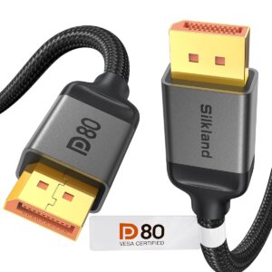 Gaming PC & Gaming Monitors – Silkland 80Gbps DisplayPort Cable 2.1 2M [VESA Certified] DP80, [8K@240Hz 4K@540Hz 360Hz 240Hz 180Hz] DP 2.1 Cable 16K, HDR10 FreeSync G-Sync UHBR20 for PC, Gaming Monitor, 5090 7900XTX – S13 34