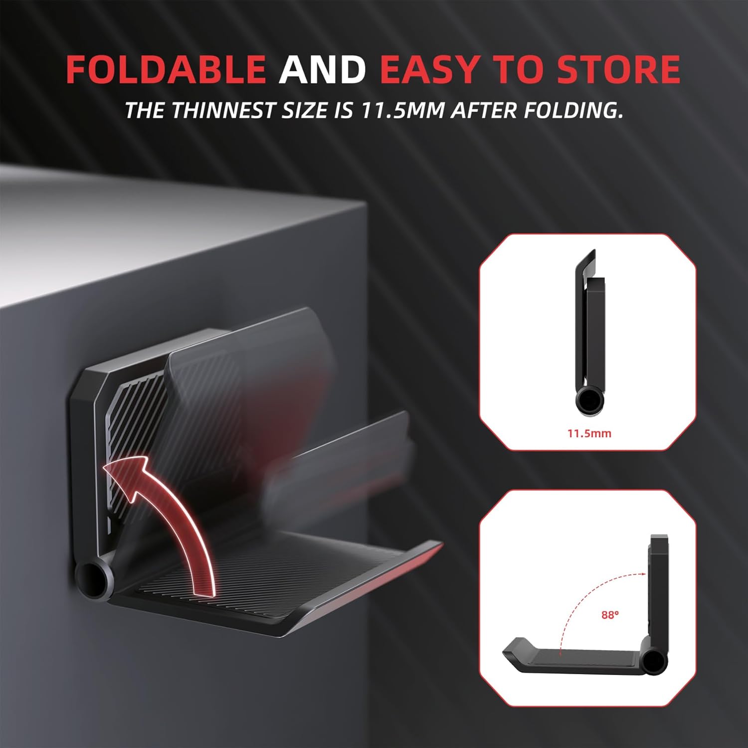 Gaming Consoles & Controllers - PlayVital FOLD Wall Mount Controller Holder for PS5/4, Foldable Wall Stand for Xbox Series X/S, Switch Pro, Gaming Headphone Stand for Xbox Wireless Headset, for Pulse 3D Headset, Black (Pack of 2) – Bild 3