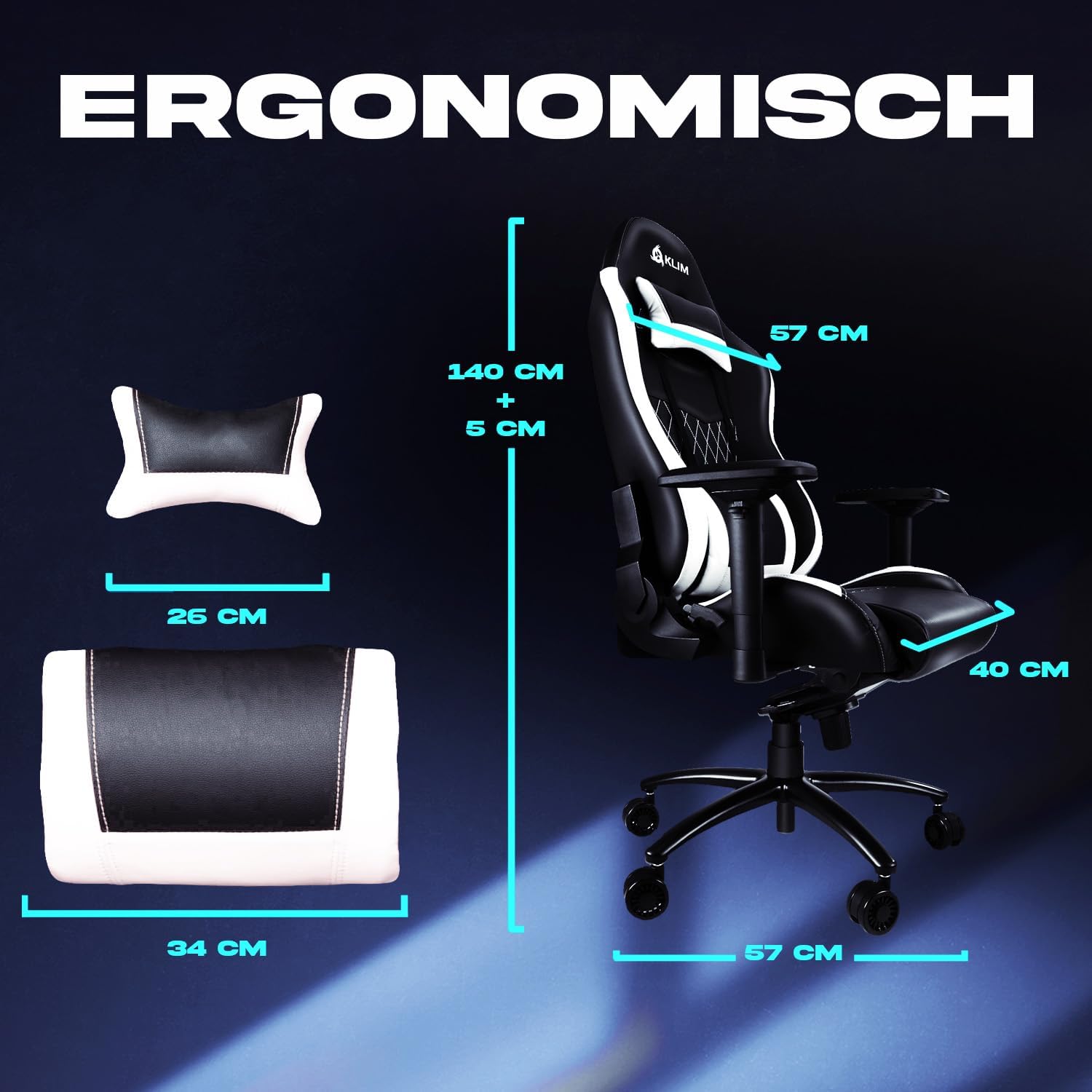 Gaming Chairs - Klim Esports High Quality Gaming Chair Precise Workmanship, Adjustable Padding – Bild 3