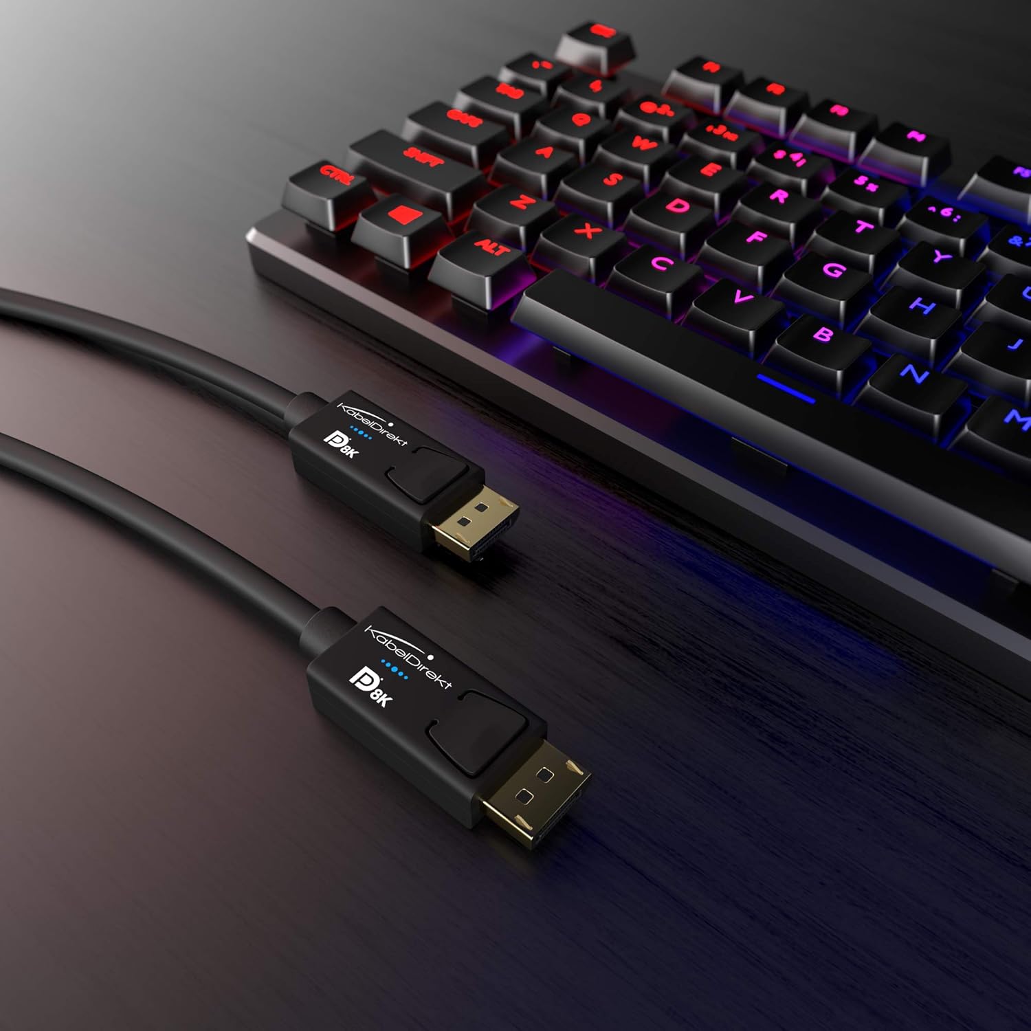 Gaming PC & Gaming Monitors - KabelDirekt 8K Display Port Cable Version (VESA Certified, Supports 8K 60 Hz, 4 K 120 Hz, HBR3, DSC, HDR10, DP8K), Gaming Edition 5m – Bild 7