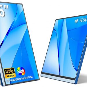 Gaming PC & Gaming Monitors – 16 Zoll Portable Monitor, 1920*1200 FHD, IPS Tragebar Gaming Bildschirm für Laptop/PC/Mac/PS5/Xbox mit USB-C & HDMI, Ultradünn Display mit Halterung,16:10, 300cd/m² Helligkeit – Blau