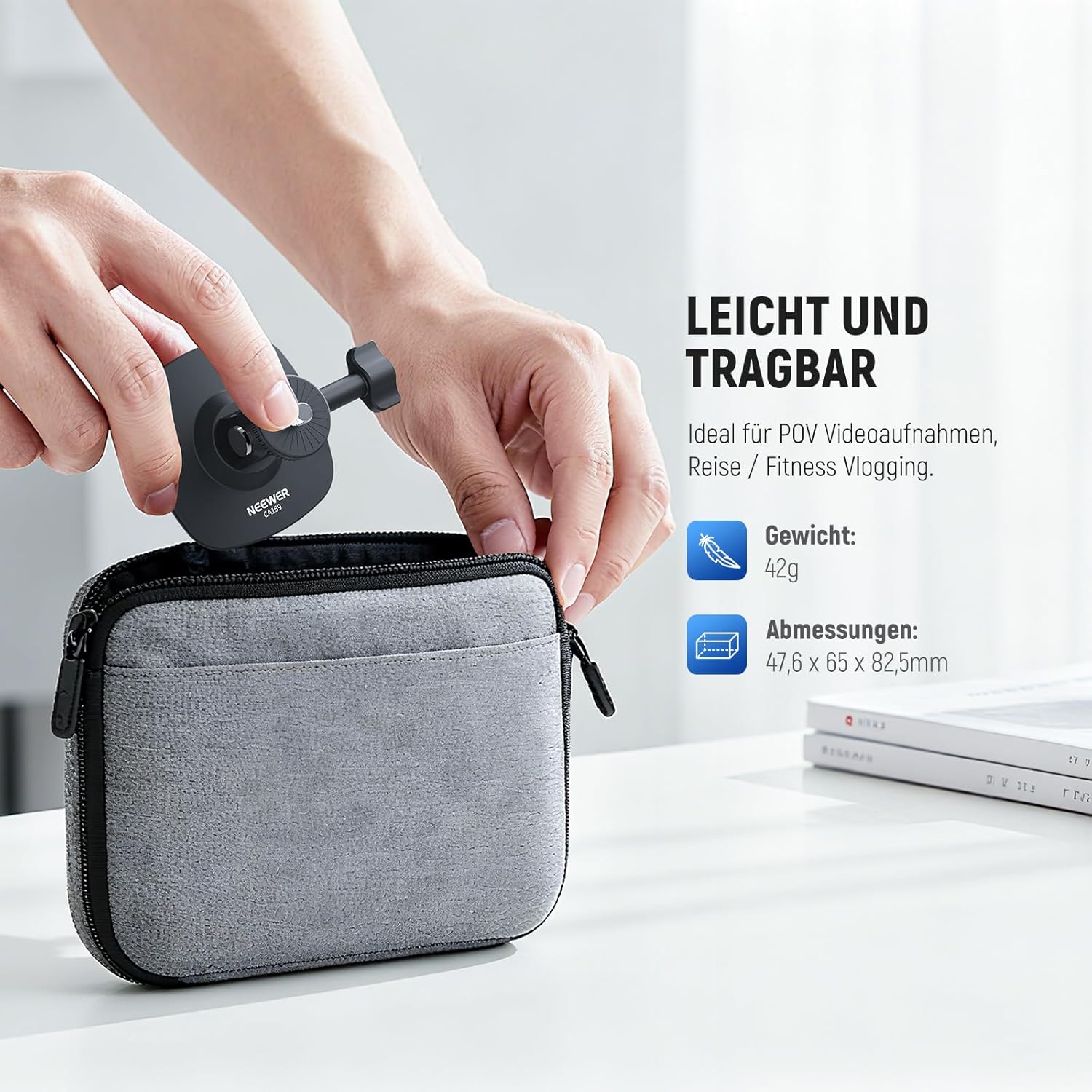 Streaming-Equipment - NEEWER Adhesive Mount Compatible with Insta 360 GoPro DJI AKASO Action Cam, 180° Tilting Flexible Car Helmet Holder Mount Base Adapter for POV Video Recording Live Streaming, for 1/4 Inch Accessories – Bild 6