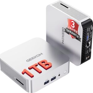 Gaming PC & Laptops – GEEKOM A6 Mini PC with AMD Ryzen 7 6800, 16GB Upgradable DDR5 RAM (no fixed LPDDR, up to 96GB) + 1TB SSD, Mini PC with Windows 11 Pro, Mini Computer for Gaming & Office
