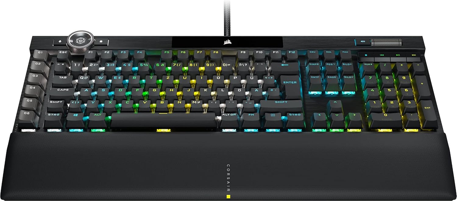 Gaming Tastatur & Maus - Corsair K100 RGB Optical Mechanical Gaming Keyboard, OPX Optical: Lightning-Fast and Linear, RGB Lighting, PBT Double Shot Keycaps, Supports Elgato Stream Deck, Qwertz Layout, Black – Bild 4