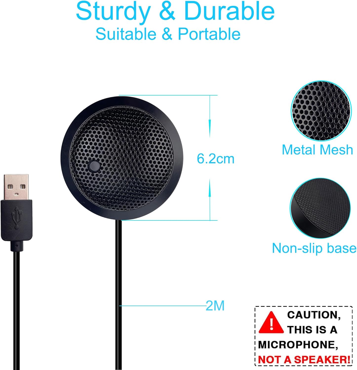 Streaming-Equipment - USB Conference Microphone, USB Microphone for Computer, 360° Omnidirectional Condenser PC Laptop Microphone with Mute Button for Online Meeting/Class, Zoom Call, Chats, Streaming, Plug & Play – Bild 2