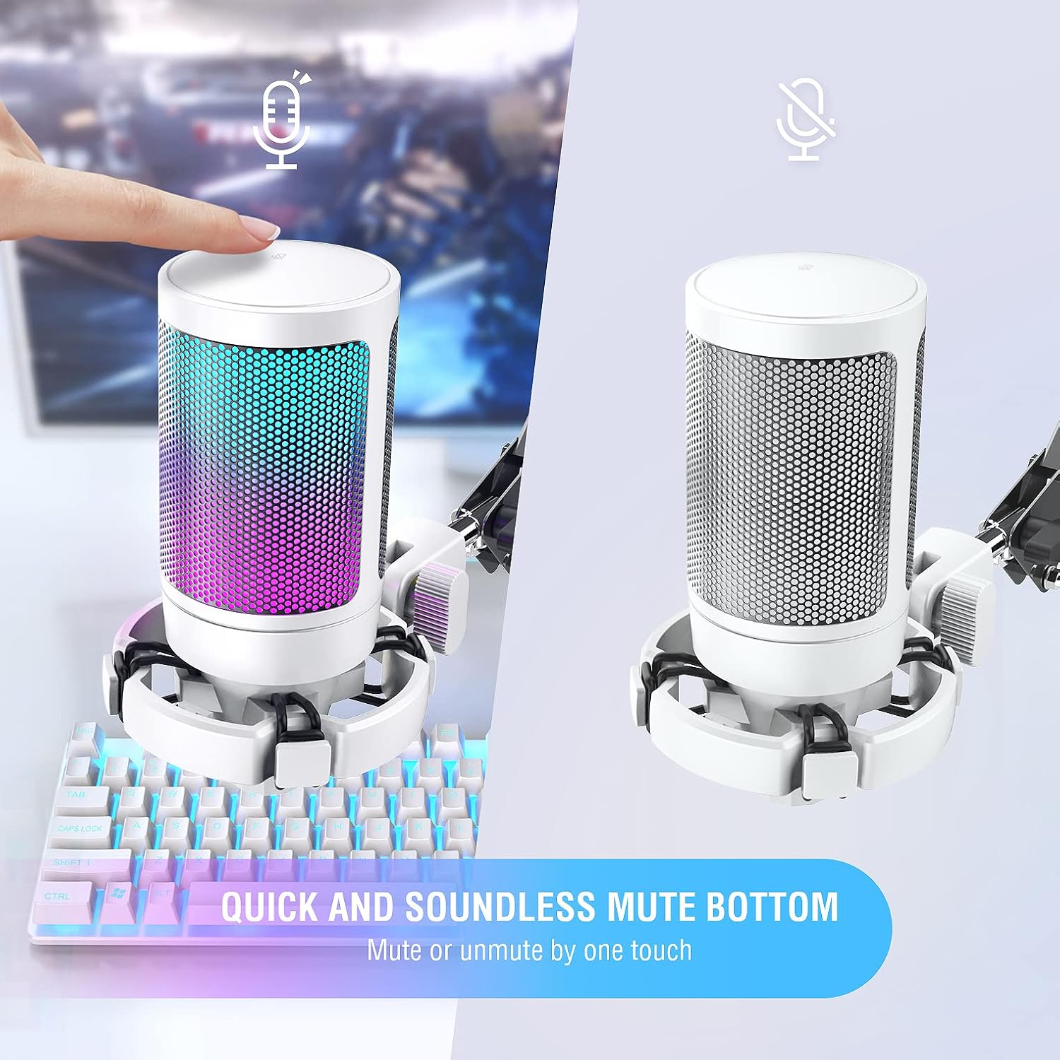 Streaming-Equipment - FIFINE Gaming Microphone PC, USB Microphone for PS4 PS5 Mac, with Microphone Stand, Mute Button, Pop Filter, Shock Mount, for Streaming Podcast Studio – Bild 2