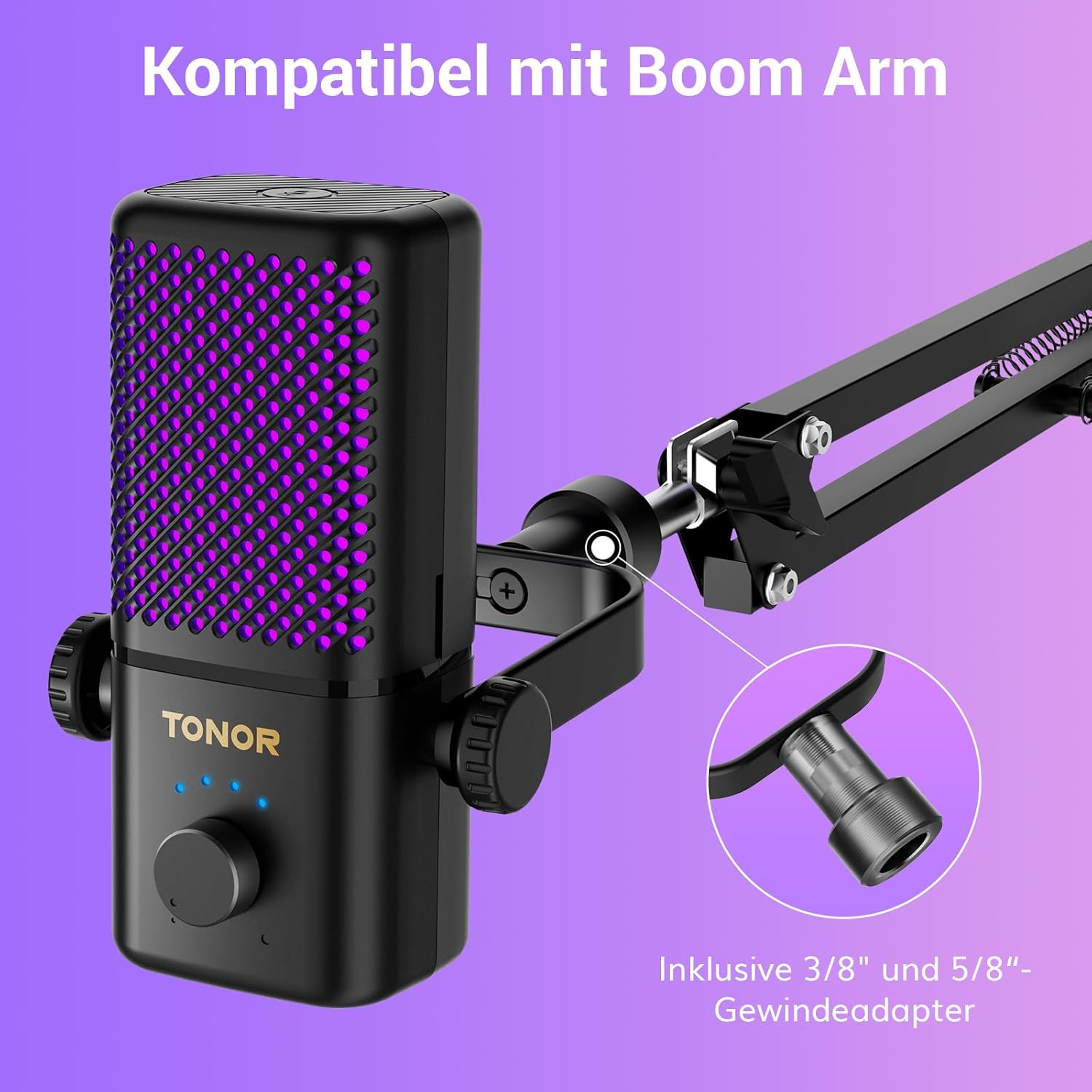 Streaming-Equipment - TONOR Gaming Microphone Compatible with Xbox, Condenser Microphone with RGB, Mute/GAIN Control/Monitoring, 30 Hours Battery Life Microphone for Streaming/Podcasting, Compatible with Capture Cards, – Bild 7