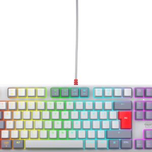 Gaming Tastatur & Maus – CHERRY XTRFY K4V2 TKL Wired Gaming Keyboard without Number Keypad, UK Layout (QWERTY), Customizable RGB Lighting, Mechanical MX2A RED Switches, Retro