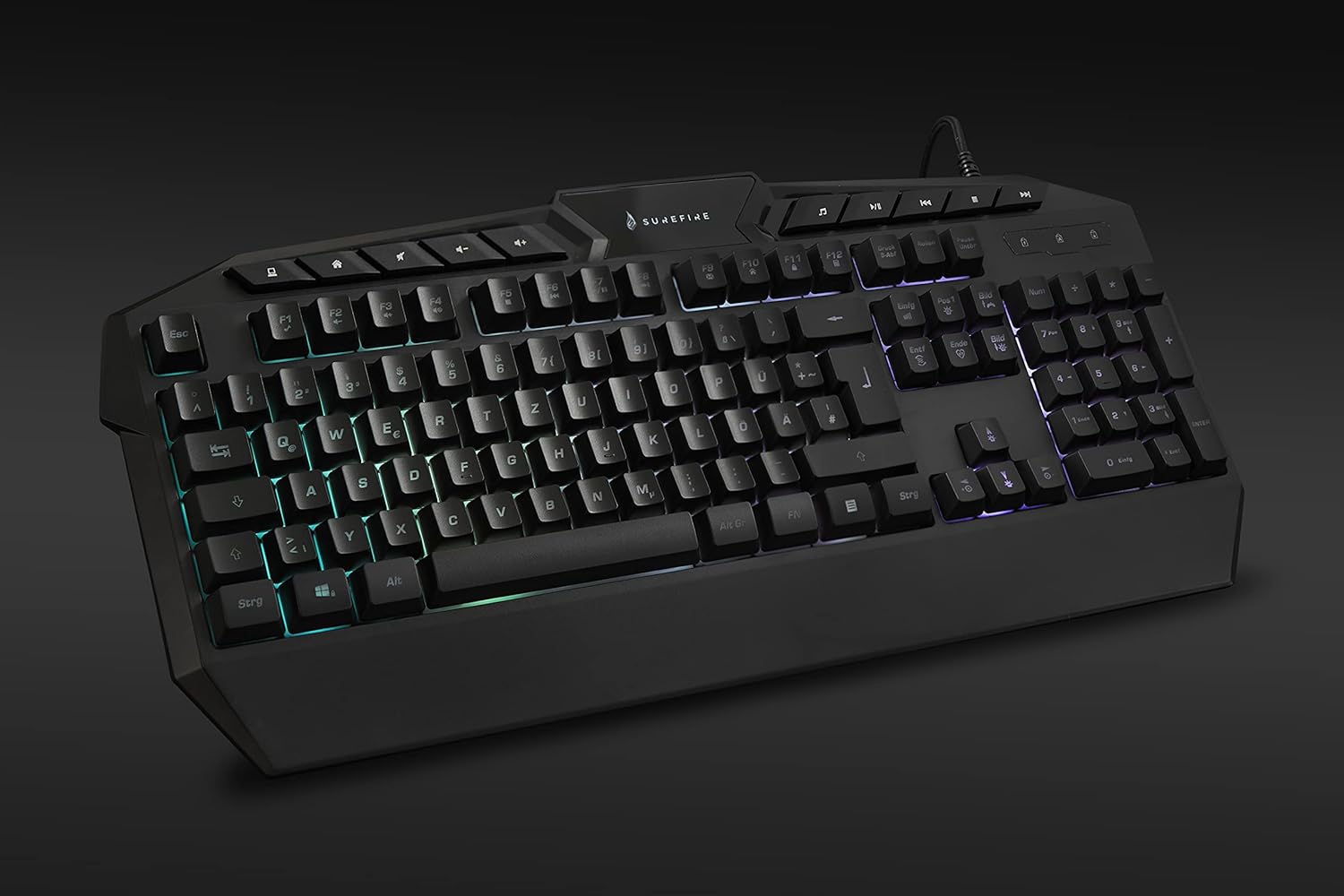 Gaming Tastatur & Maus - SureFire Kingpin Gaming Keyboard, Gaming Multimedia Keyboard with Programmable LED Backlight, RGB Keyboard with USB Cable, 25 Anti-Ghosting Keys, QWERTZ Layout German – Bild 3