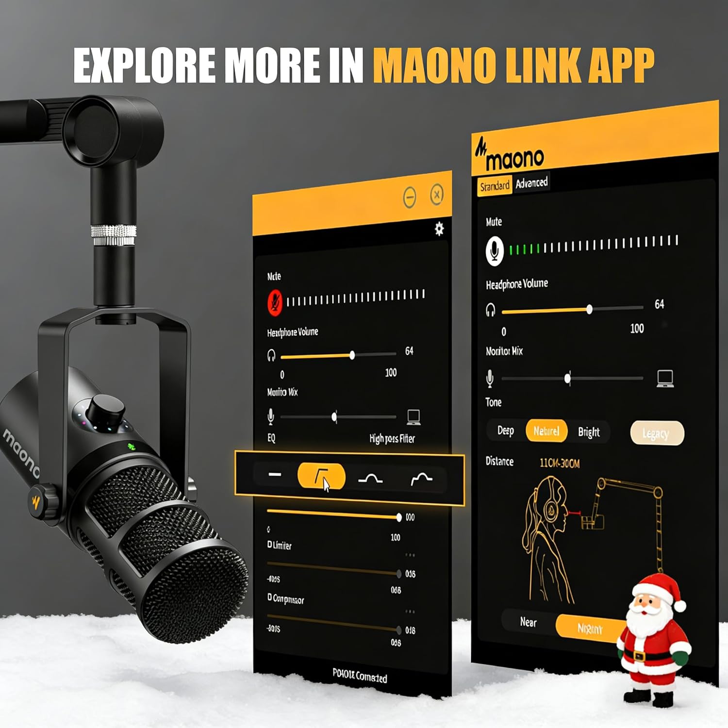 Streaming-Equipment - MAONO Dynamic Microphone, USB/XLR Podcast PC Microphone with Software, EQ, Tap-to-Mute, Gain Control and Volume Control, Studio Microphone for Broadcasting, Recording, Streaming and Gaming (PD400X) – Bild 4