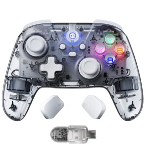 Gaming Consoles & Controllers – PC Controller Wireless für Windows/Steam Deck, Gaming Controller PC mit Zurück Taste, Hall Effekt Joystick & Trigger mit 2,4G-Dongle, Bluetooth Game Gamepad für Android/iPhone/Switch 2/Handy