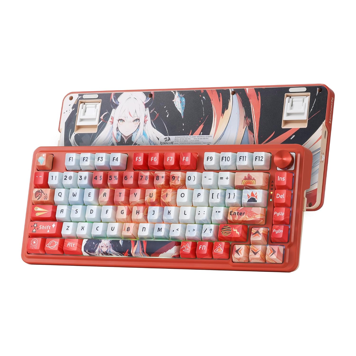 Gaming Tastatur & Maus - Redragon K673 PRO SE 75% 81 Keys Wireless Gasket RGB Gaming Keyboard, 3 Mode Anime Mechanical Keyboard with Hot Swap Base, 5-Layer Noise Reduction, Custom Hi-Fi Linear Switch