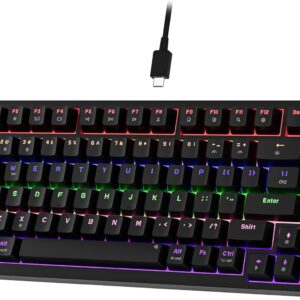 Gaming Tastatur & Maus – Newmen GM326 Mechanical Keyboard with Cable, Gaming Keyboard 75 Percent, TKL Hot Swap LED Lighting, USB C Mini Mechanical Keyboards with Button, for PC/Win/Mac, QWERTY Layout, Black, Red Switches