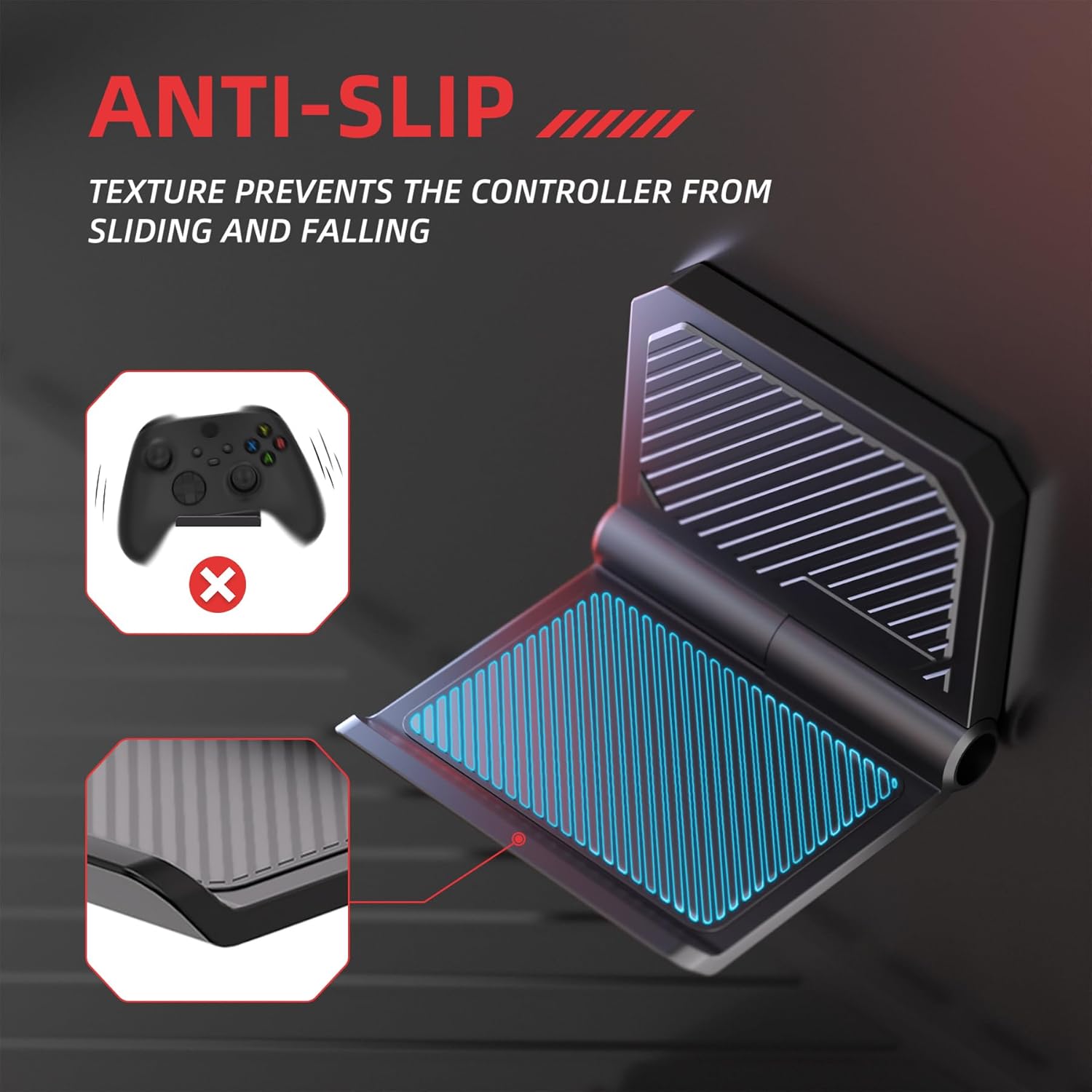 Gaming Consoles & Controllers - PlayVital FOLD Wall Mount Controller Holder for PS5/4, Foldable Wall Stand for Xbox Series X/S, Switch Pro, Gaming Headphone Stand for Xbox Wireless Headset, for Pulse 3D Headset, Black (Pack of 2) – Bild 4