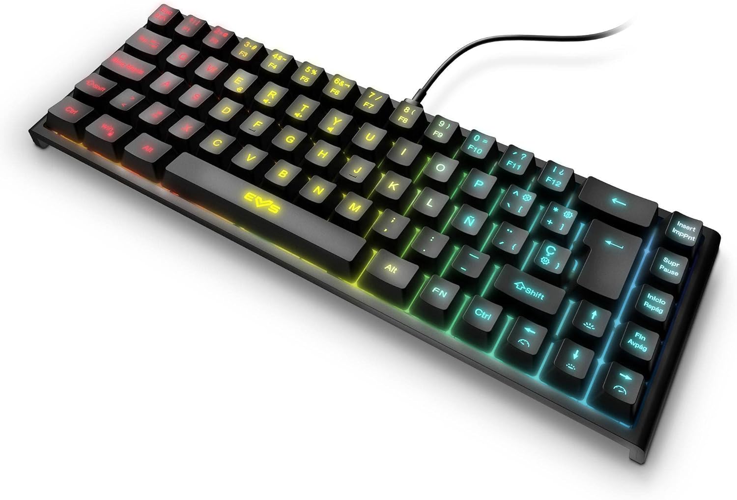 Gaming Tastatur & Maus - Energy Sistem Gaming Keyboard ESG K4 Compact RGB Gamer Keyboard (69 Keys, RGB Lights, Removable Cable, Membrane) - Black – Bild 2