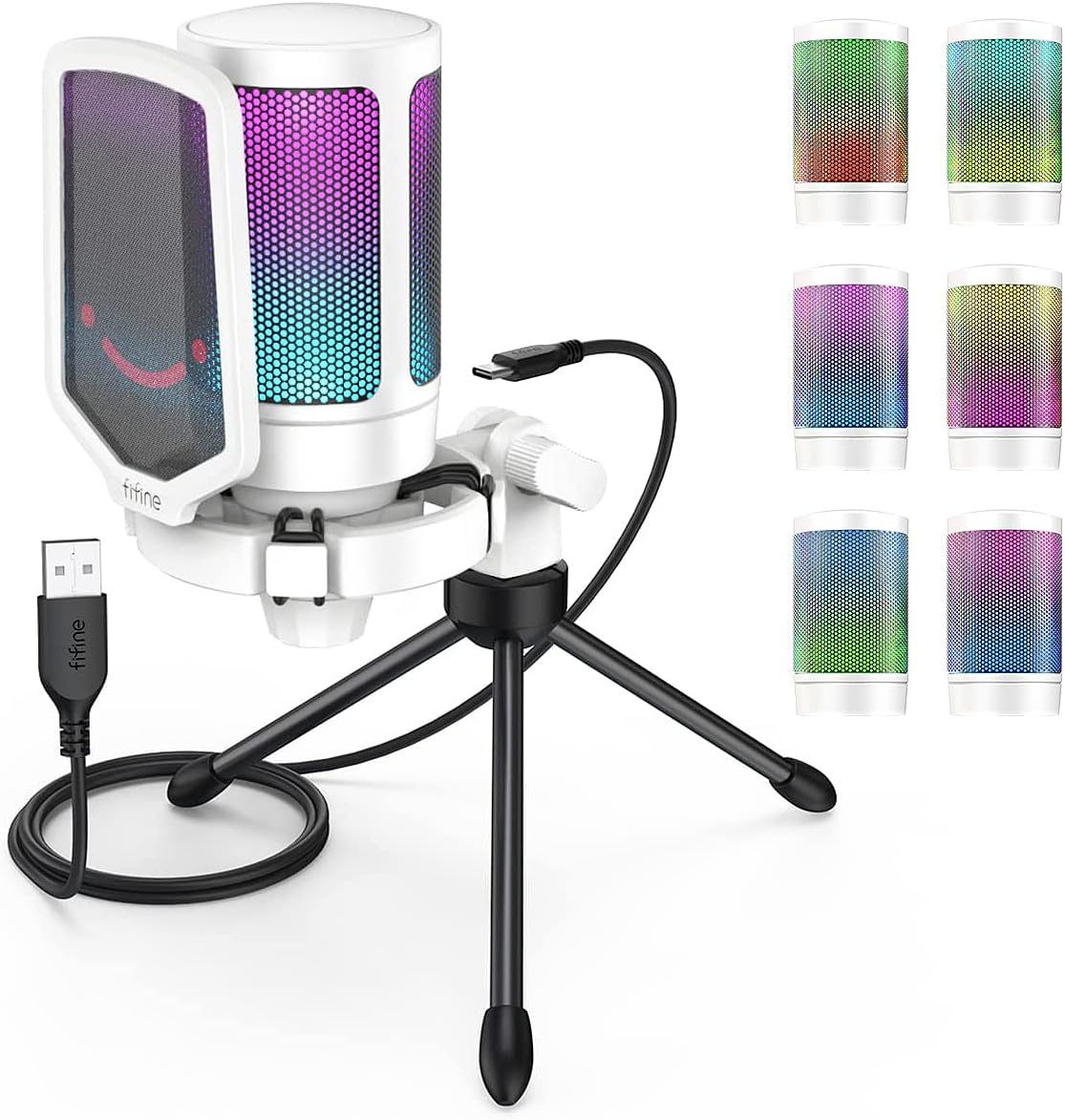 Streaming-Equipment - FIFINE Gaming Microphone PC, USB Microphone for PS4 PS5 Mac, with Microphone Stand, Mute Button, Pop Filter, Shock Mount, for Streaming Podcast Studio