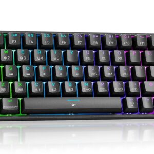 Gaming Tastatur & Maus – Dierya DK63 Gaming Keyboard, 60% Wireless Mechanical Keyboard with Bluetooth/2.4G/Type-C, Compact 63 Keys Anti-Ghosting, RGB Backlight, US Layout, Linear Red Switch, Black