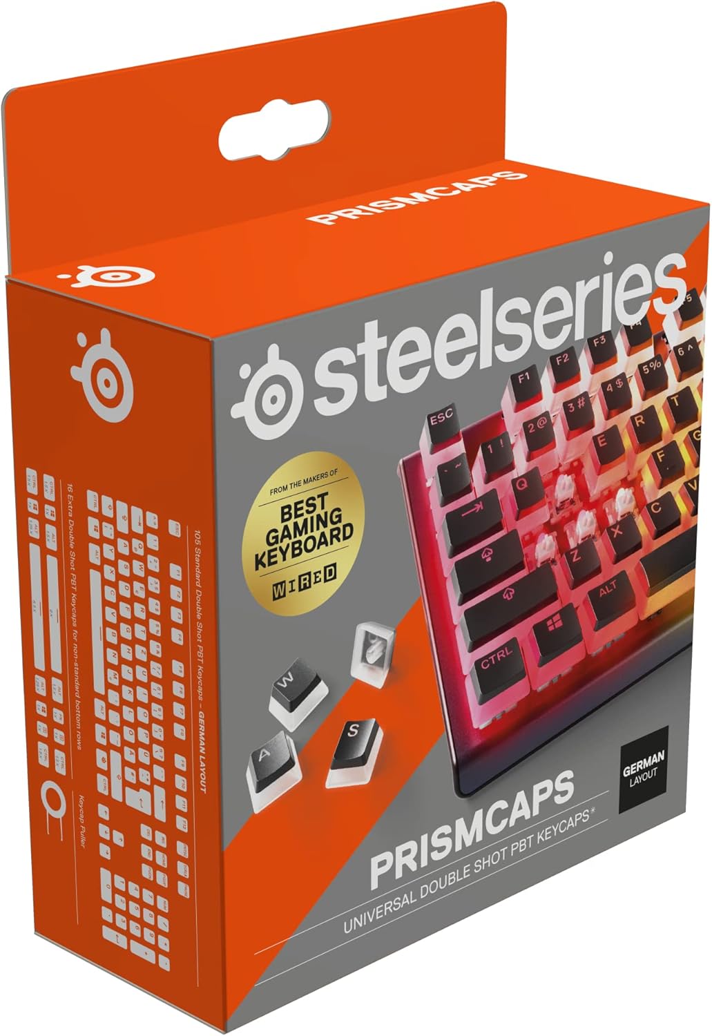 Gaming Tastatur & Maus - SteelSeries PrismCaps - Double Shot Pudding Key Set - Compatibility with All Major Mechanical Keyboards - MX Muddler - Black (German Keyboard Layout)