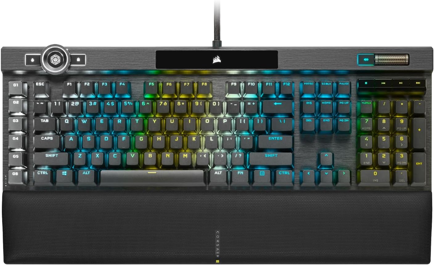Gaming Tastatur & Maus - Corsair K100 RGB Optical Mechanical Gaming Keyboard, OPX Optical: Lightning-Fast and Linear, RGB Lighting, PBT Double Shot Keycaps, Supports Elgato Stream Deck, Qwertz Layout, Black