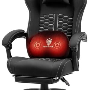 Gaming Chairs – Dowinx Gaming Chair with Heated Massage Lumbar Support, Gaming Chair with Pocket Spring Cushion and Footrest, Gamer Chair High Back PC Chair for Adults