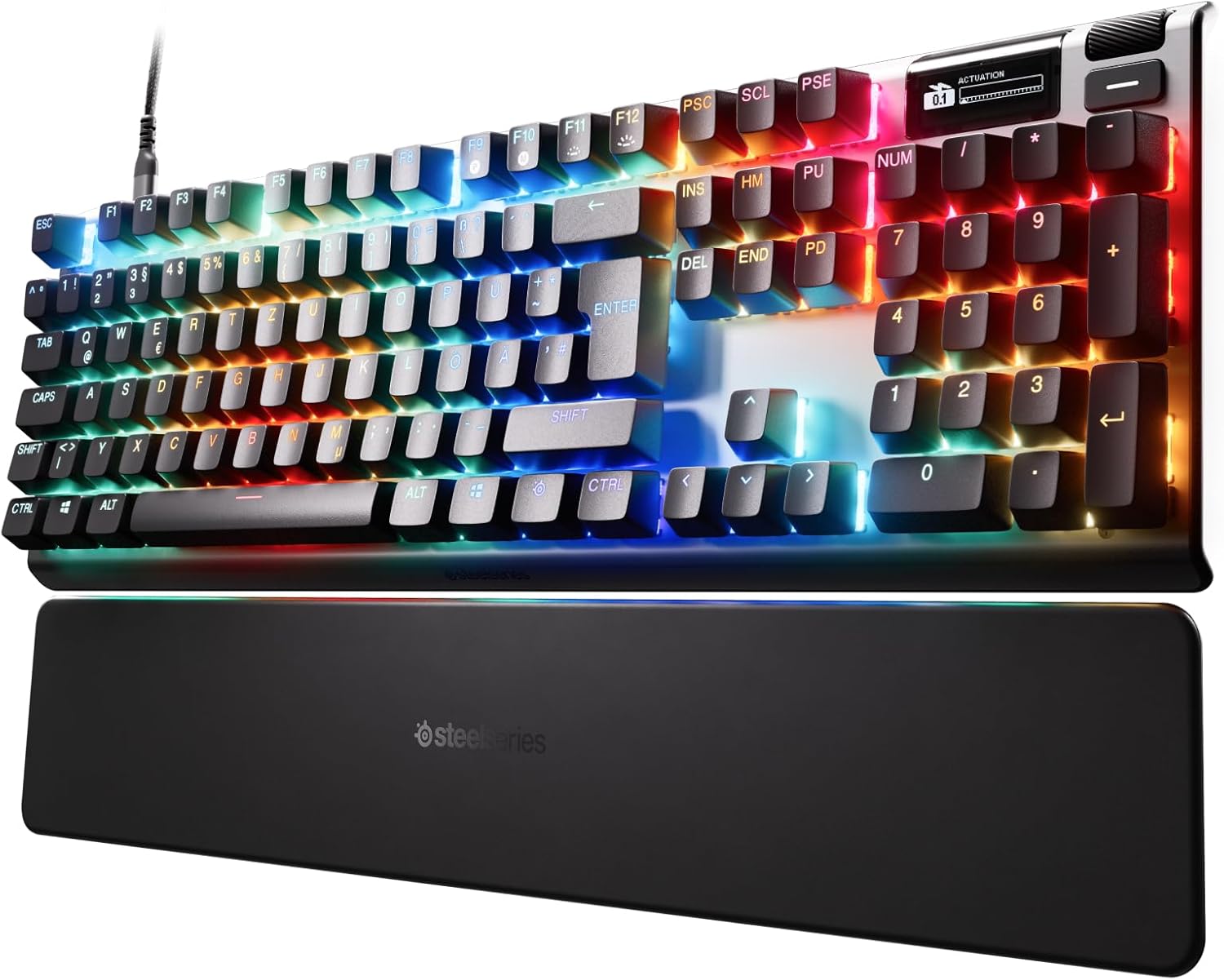 Gaming Tastatur & Maus - SteelSeries Apex Pro Gen 3 Gaming Keyboard - Hall Effect Switches OmniPoint 3.0 - Adjustable Trigger Range - GG QuickSet with Presets - Rapid Trigger - Protection Mode - Rapid Tap/SOCD - German Layout