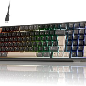 Gaming Tastatur & Maus – RK ROYAL KLUDGE R98 Pro Mechanical Keyboard Cable, 96% Gasket Gaming Keyboard QWERTZ RGB with Numeric Pad and Button, PBT Keycaps, Hot Swap Linear Creamy Switches