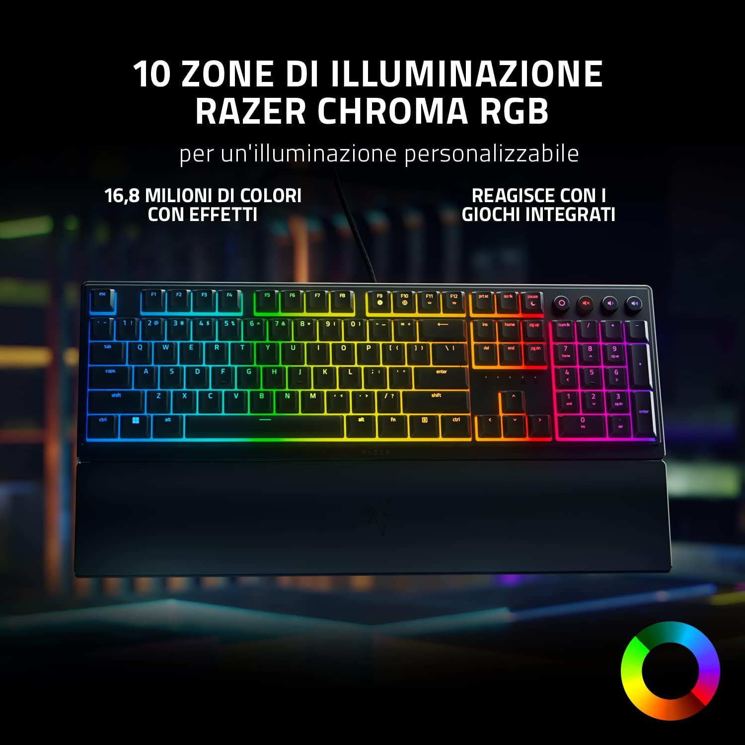 Gaming Tastatur & Maus - Razer Ornata V3 Flat Mecha Membrane Keyboard with Chroma RGB (Flat Keys, Mecha Membrane Switches, Magnetic Soft Touch Wrist Rest) IT Layout | Black – Bild 8