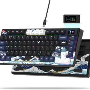 Gaming Tastatur & Maus – SK80 Mechanical Keyboard 75%, Gaming Keyboard Compact USB C, Hot-Swap Kanagawa Theme, Seal Mount RGB Custom Keyboard for Mac/Win, Black
