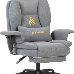 Gaming Chairs – Symino Gaming Chair, Executive Chair, Office Chair, Ergonomic, Vintage PU Leather Desk Chair with Footrest, Height-Adjustable Office Chair, Computer Chair, 130 kg, Grey