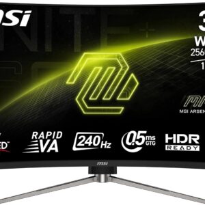 Gaming PC & Gaming Monitors – MSI MAG 325CQRXF E2 32 Inch WQHD Curved Gaming Monitor – Fast VA Panel 1000R 2560×1440, 240Hz – 05ms (GtG, Min), Adaptive Synchronisation – DP 14a, HDMI 20b CEC, USB Type-C (DP Alt w – 15W PD
