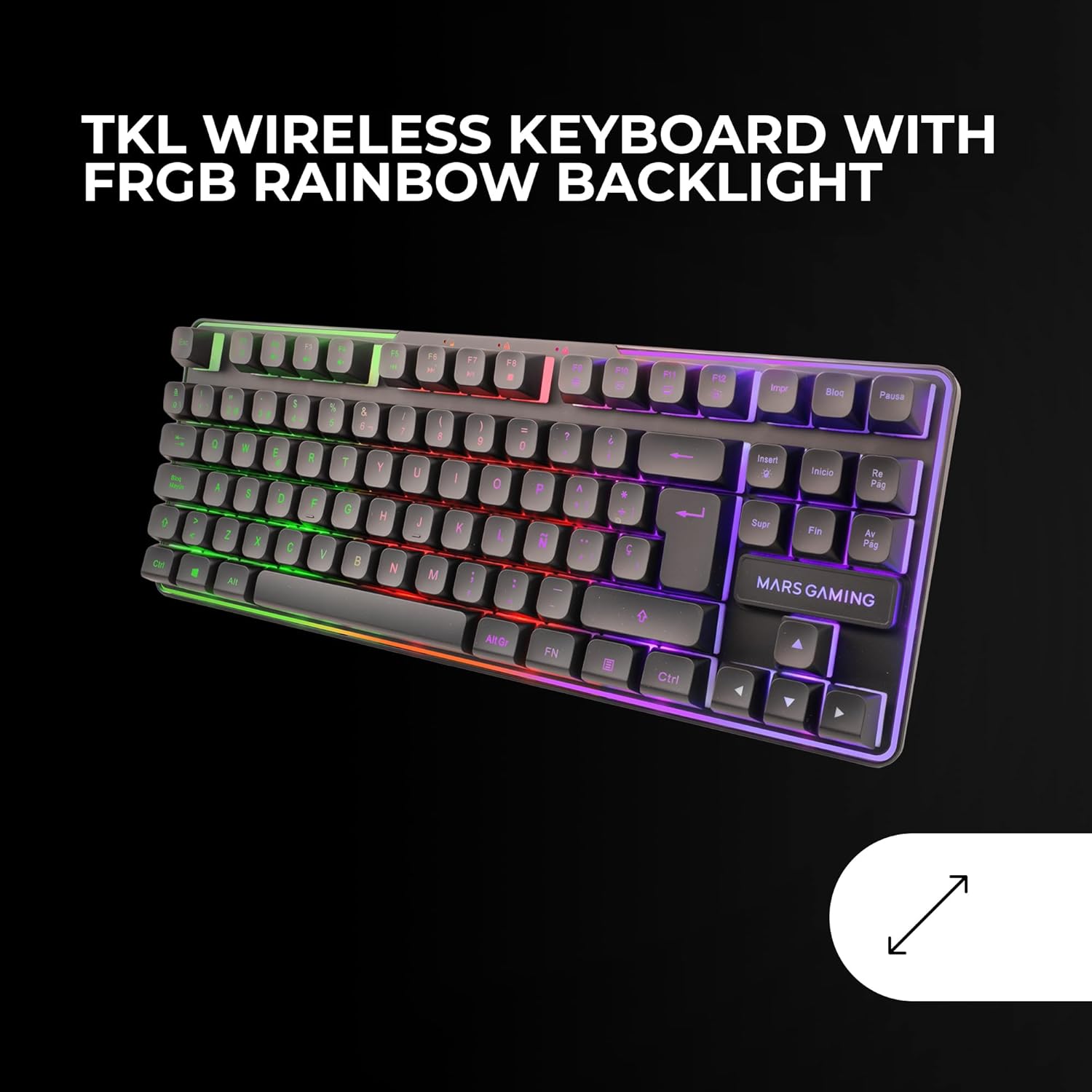 Gaming Tastatur & Maus - Mars Gaming MCPWTKL, Wireless Gaming Combo, DualPro Link 2.4GPRO Technology, TKL FRGB Rainbow Keyboard + RGB 3200DPI Mouse HUANO Switches + Non-Slip 360 x 260 mm Mouse Mat, Black, Portuguese – Bild 3