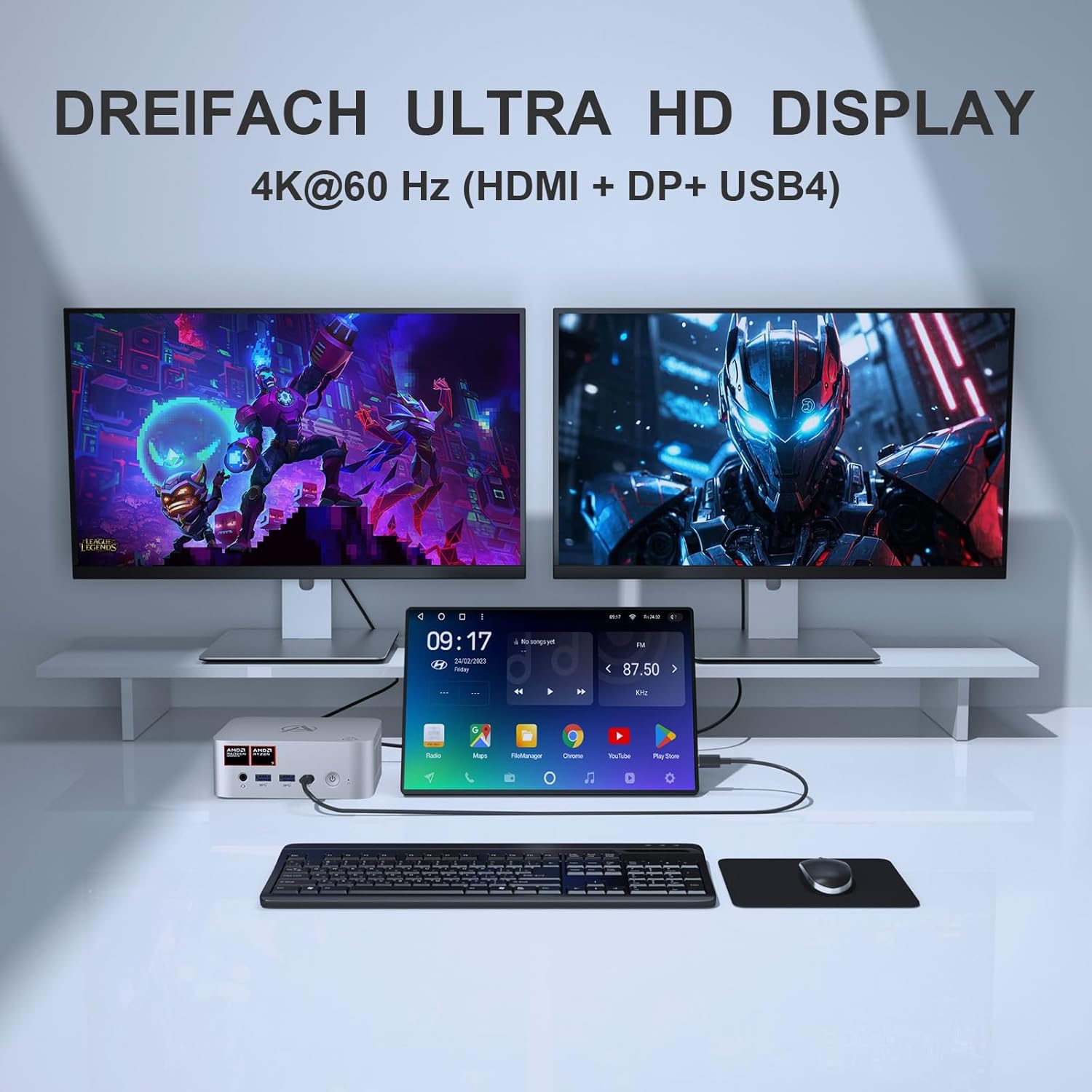 Gaming PC & Laptops - AWOW Mini Gaming PC Win-11 Pro with AMD Ryzen 7 8745HS (8 Cores, up to 4.9GHz), 32GB Dual DDR5, 1TB PCIe 4.0 SSD, Radeon 780M Graphics, 4K Triple Display, Quiet Operation, WiFi 6, BT 5.2, 2.5G LAN – Bild 4