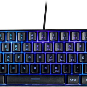 Gaming Tastatur & Maus – SureFire Kingpin X1 60% Gaming Keyboard German, Gaming Multimedia Keyboard Small & Mobile, RGB Keyboard with Lighting, 25 Anti-Ghosting Keys, German Layout QWERTZ