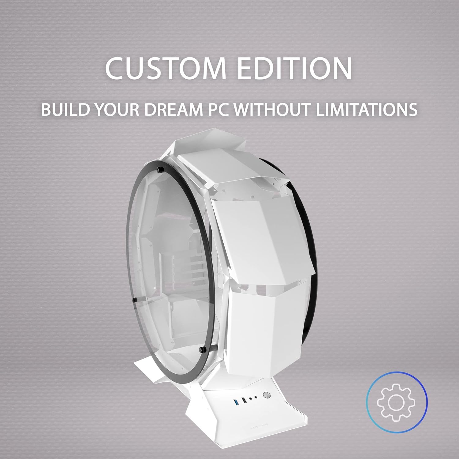 Gaming PC & Laptops - Mars Gaming MCORB microATX XL Gaming PC Case, White, Custom Round Design, Tempered Double Glass, MCORBW – Bild 5