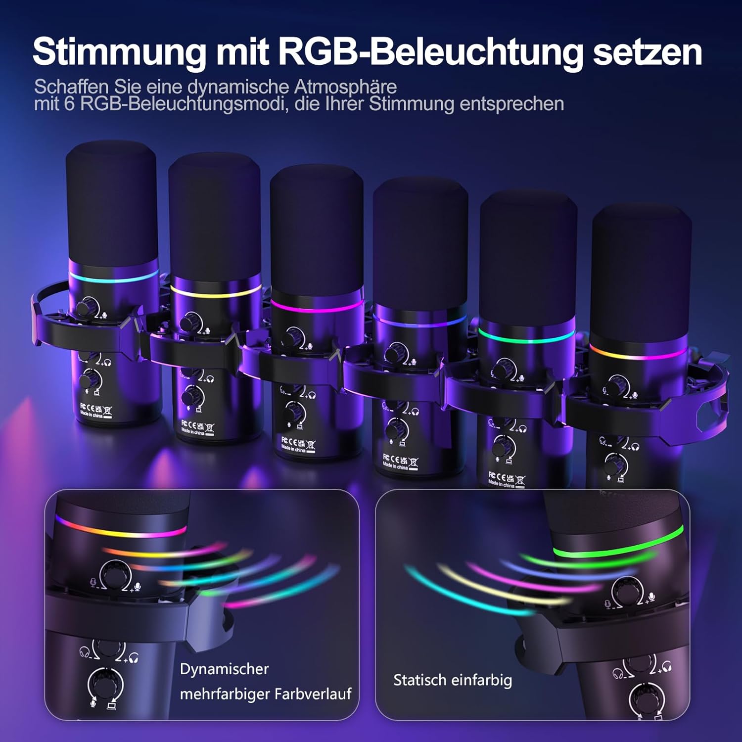 Streaming-Equipment - XLR/USB Dynamic Microphone with Arm, Streaming Microphone with Noise Cancellation, Independent Volume Control, Podcast Microphone for Studio Gaming Recording – Bild 5