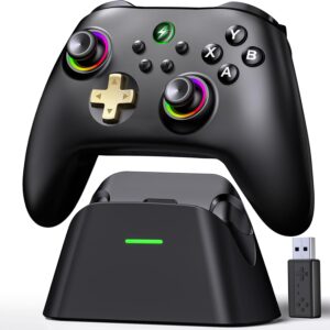 Gaming Consoles & Controllers – Controller PC, 1000Hz Polling Gaming Controller PC with Charging Station with Charging Station / RGB Hall Effect Joysticks, 1000 mAh Battery PC Controller Wireless Compatible with Windows PC/Switch 2