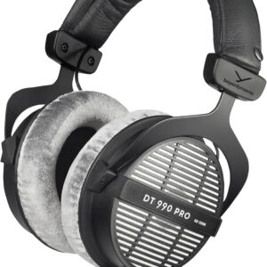 Streaming-Equipment – beyerdynamic DT 990 PRO Single-sided Wired Over-Ear Studio Headphones for Mixing, Mastering and Editing with 80 Ohms. Handmade in Germany